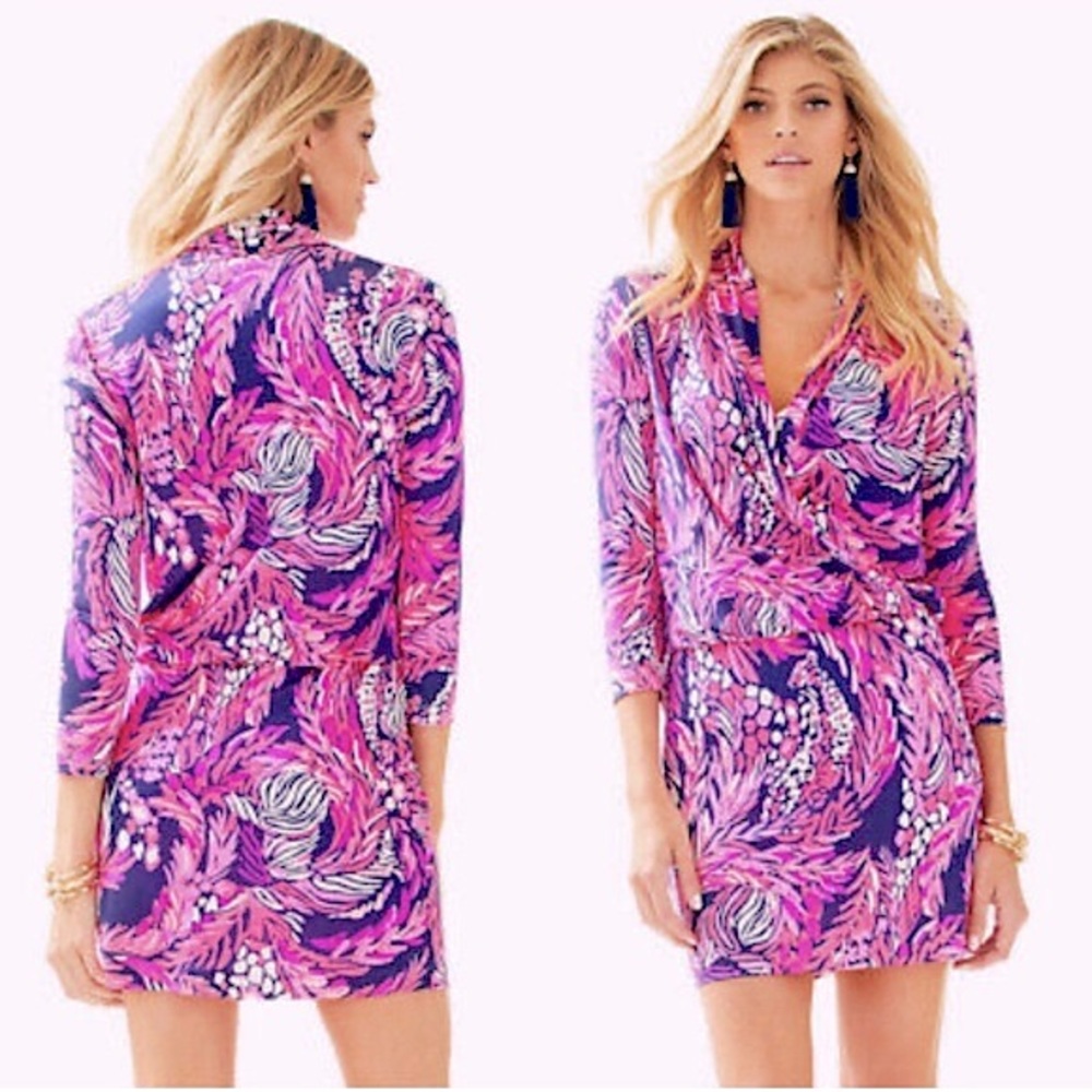 Lilly Pulitzer Felizia Silk Faux Wrap Dress - Picture 1 of 16